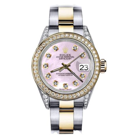 rolex diamond bezel women& 39|Rolex mother of pearl datejust.